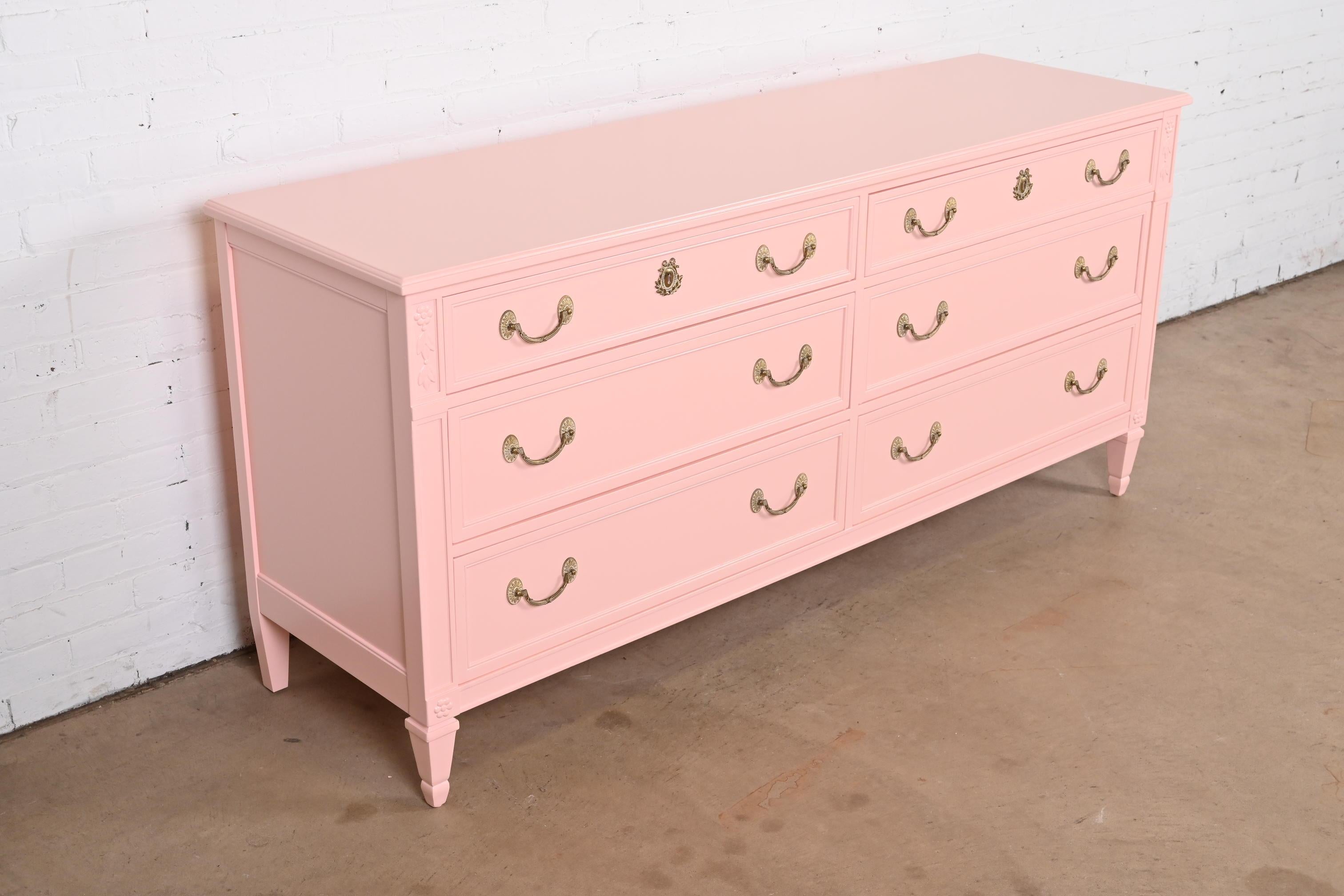 Mid-20th Century Kindel Furniture French Regency Louis XVI Pink Lacquered Dresser, Refinished
