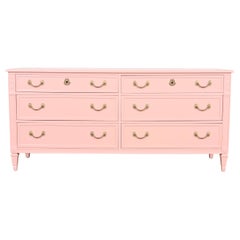 Kindel Furniture French Regency Louis XVI Pink Lacquered Dresser, Refinished