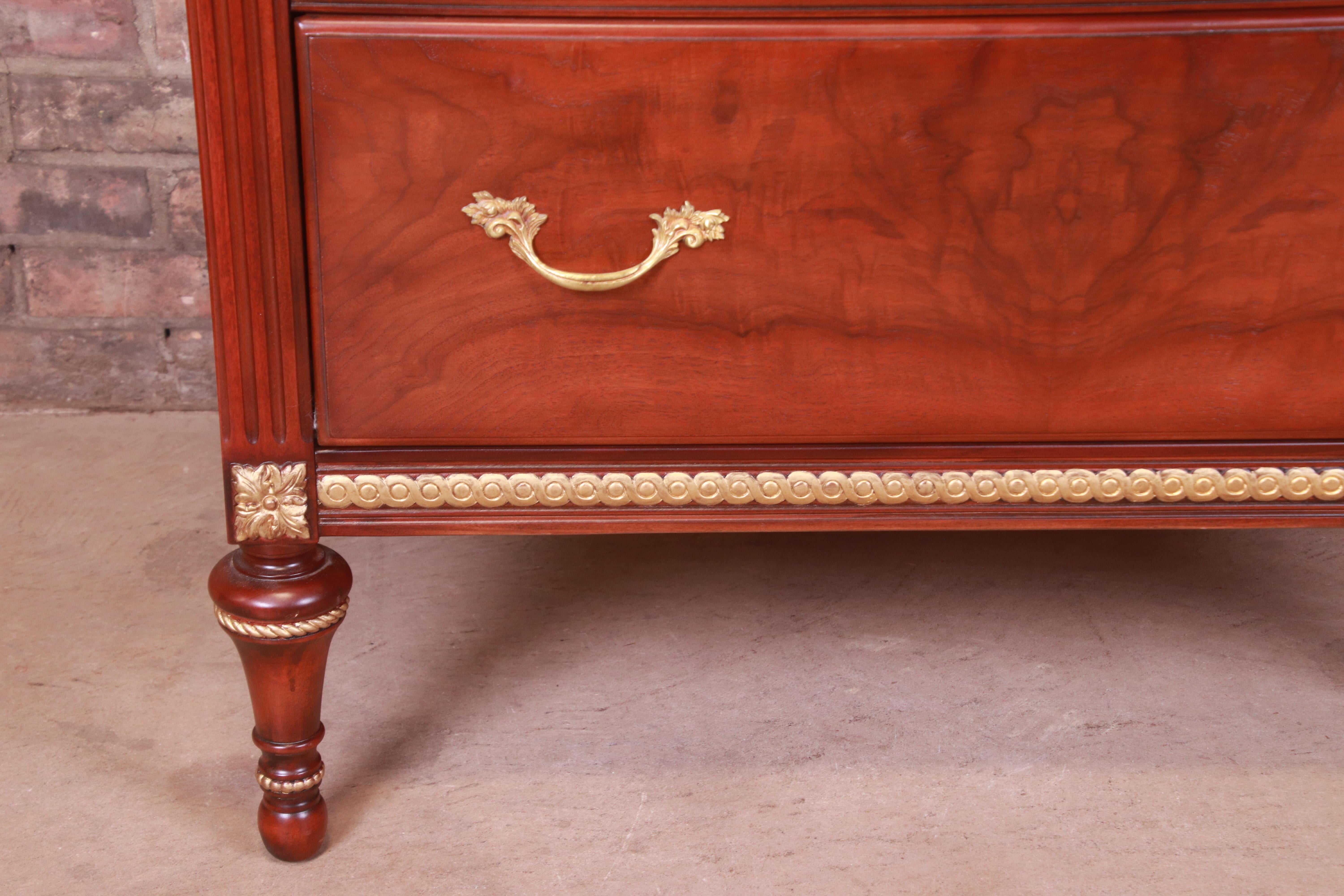 Kindel Furniture French Regency Louis XVI Walnut and Gold Gilt Highboy Dresser 4