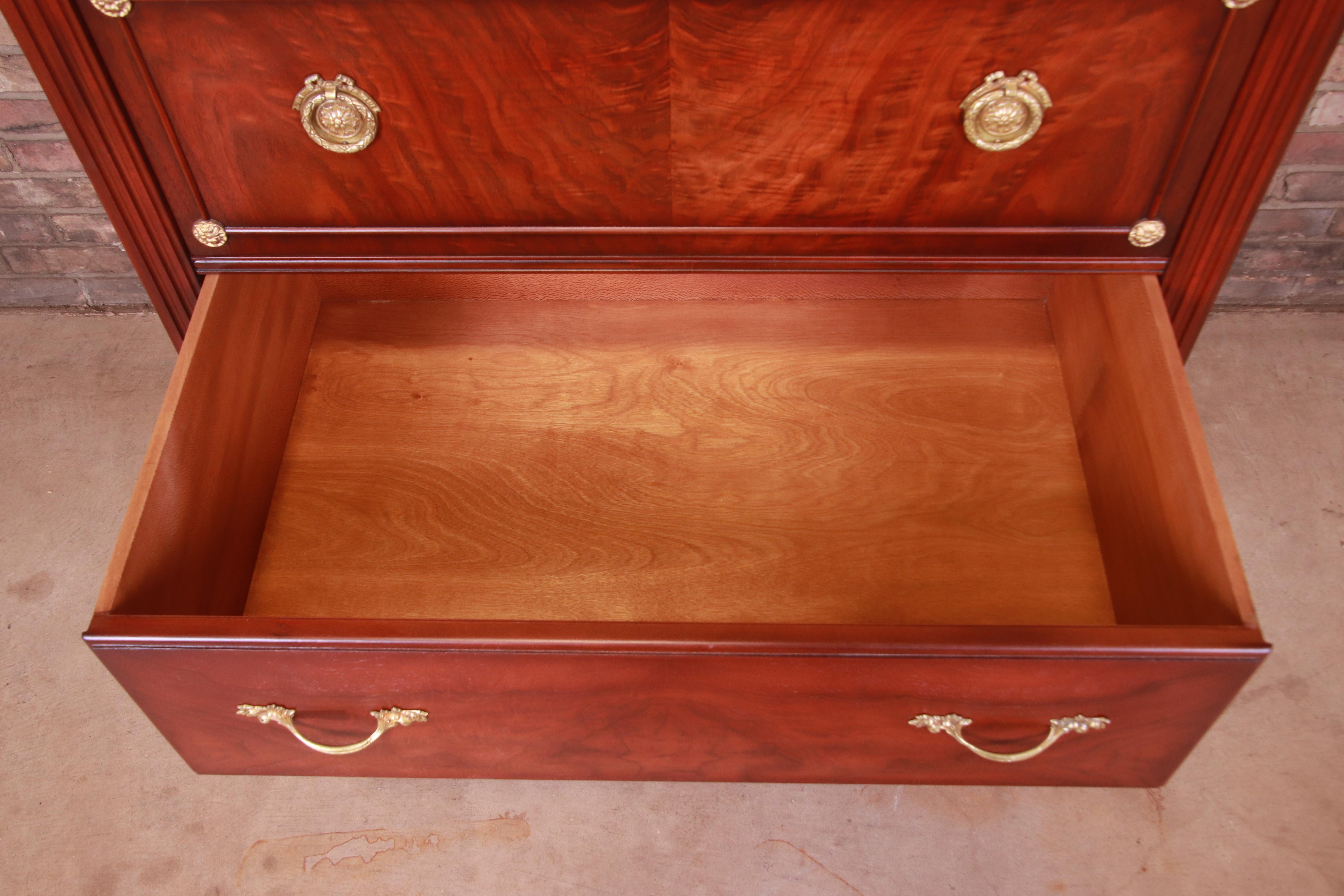 Kindel Furniture French Regency Louis XVI Walnut and Gold Gilt Highboy Dresser 9