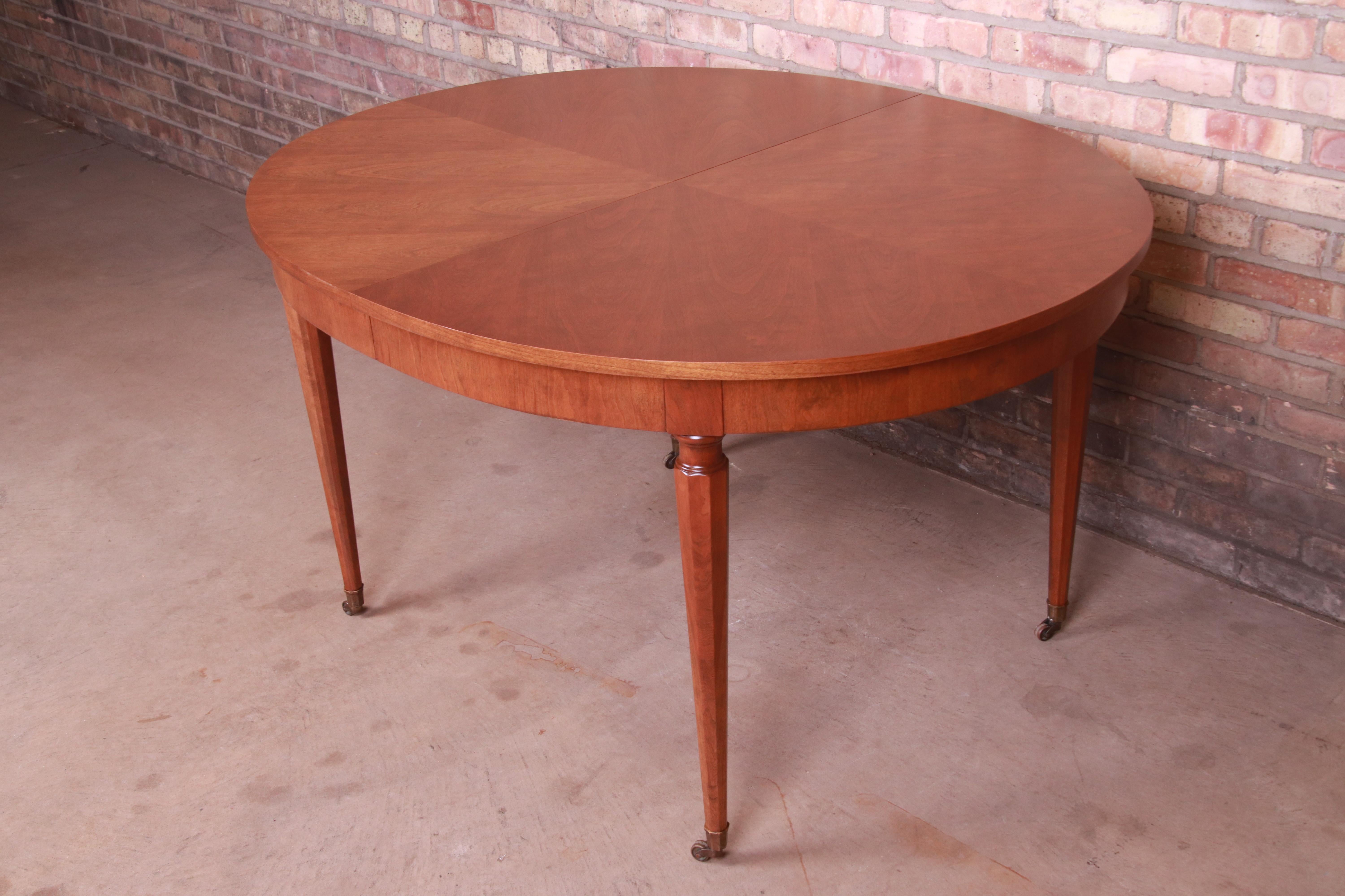 Kindel Furniture French Regency Walnut Extension Dining Table, Newly Refinished 5