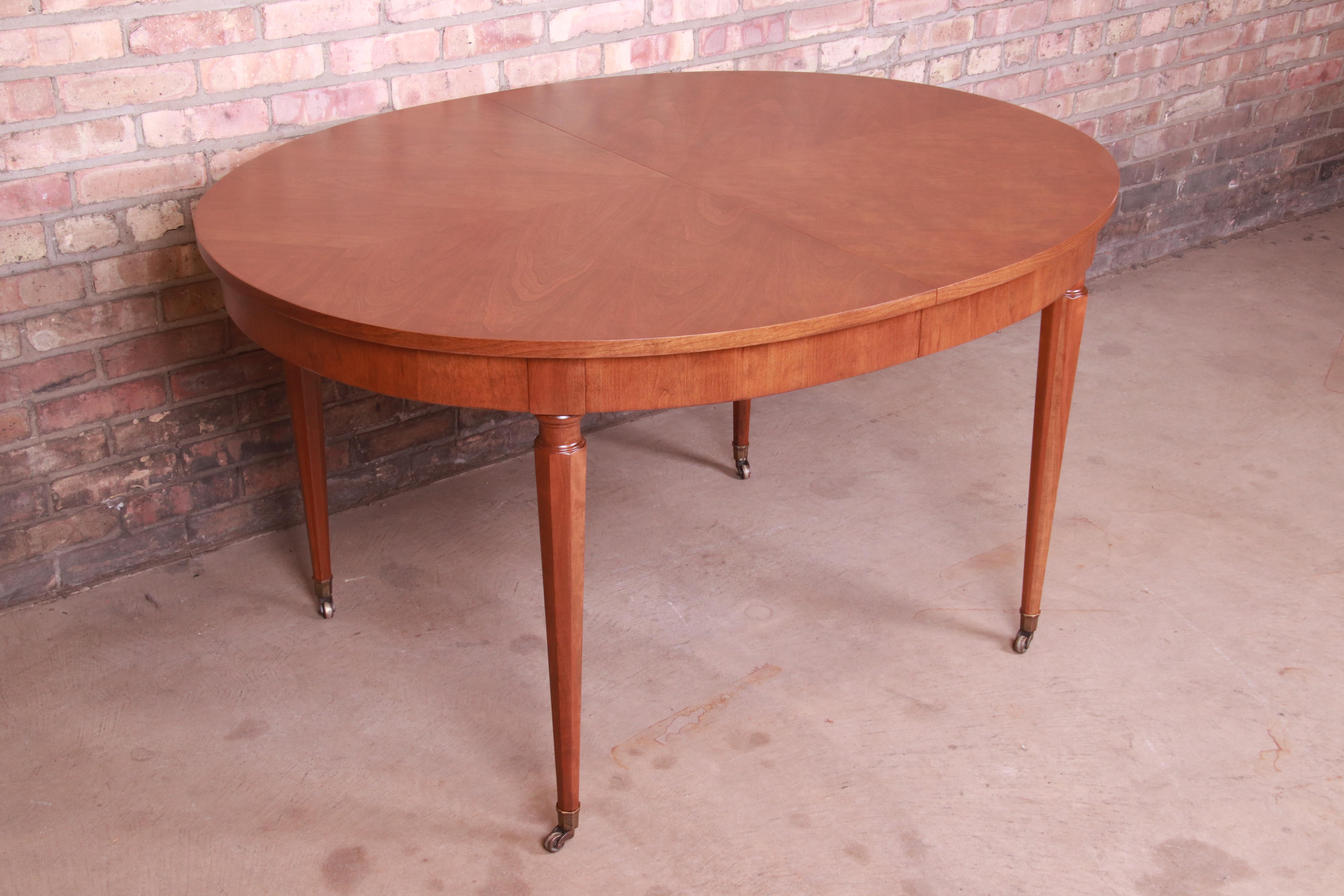 Kindel Furniture French Regency Walnut Extension Dining Table, Newly Refinished 6