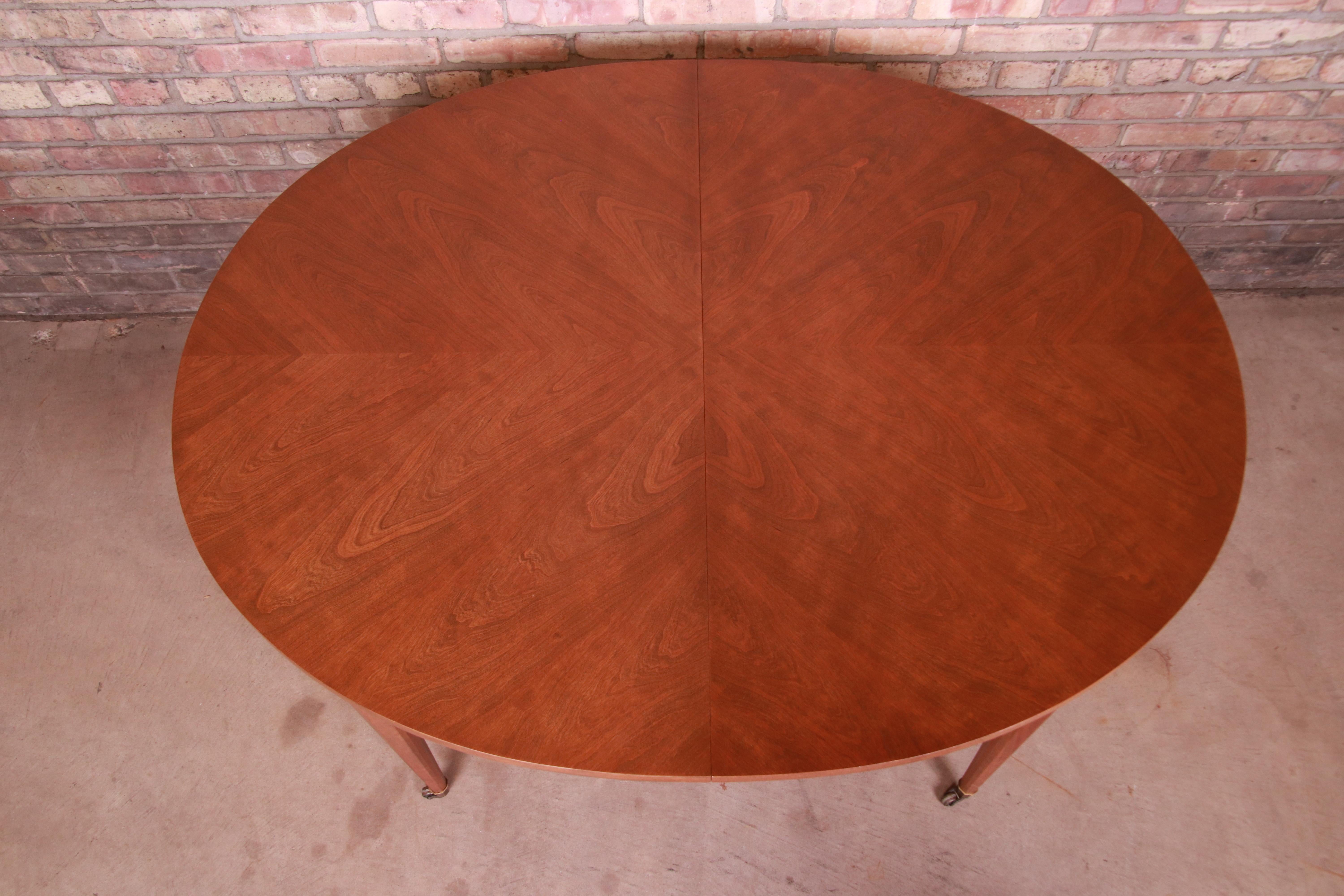 Kindel Furniture French Regency Walnut Extension Dining Table, Newly Refinished 8