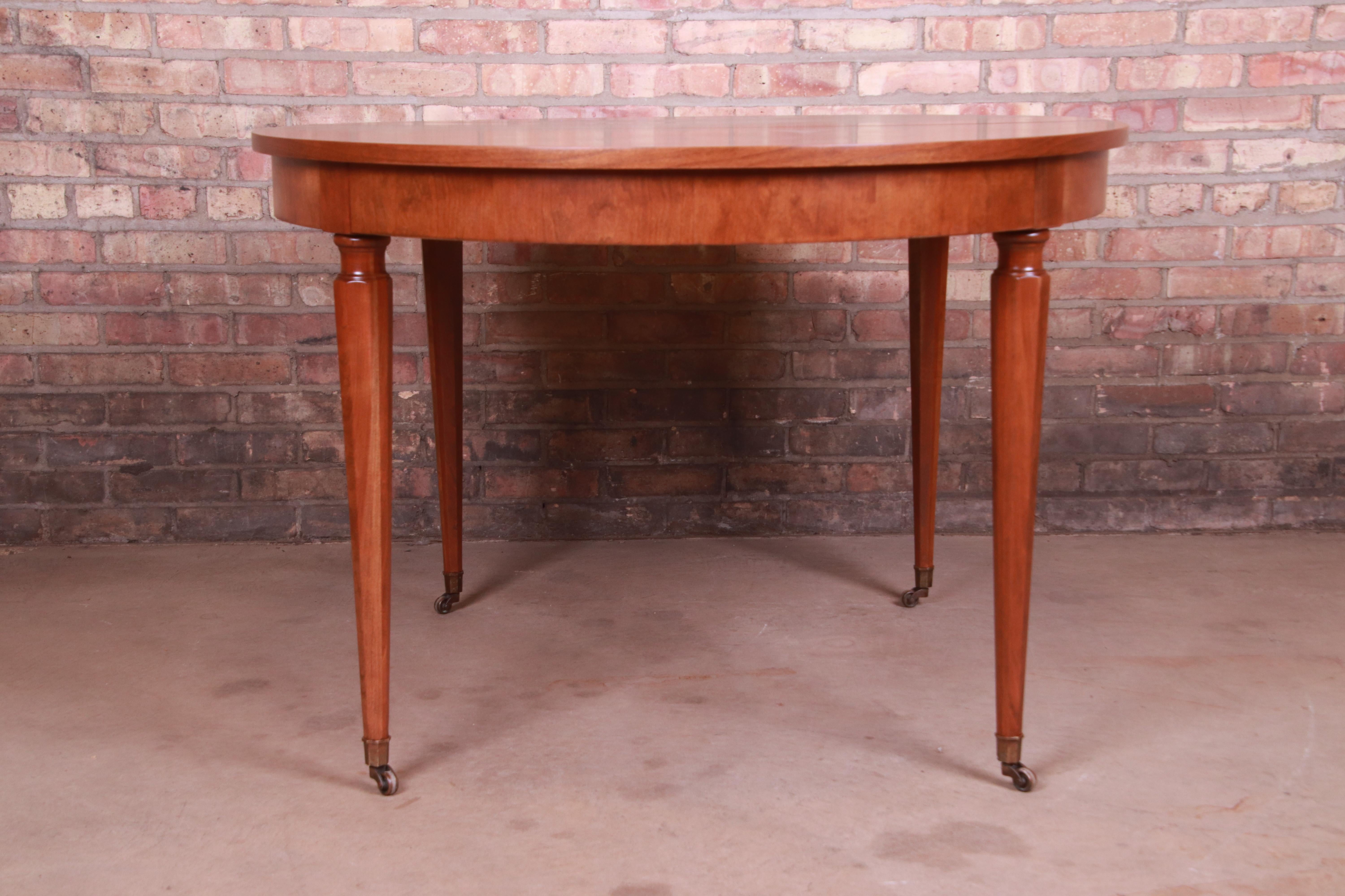Kindel Furniture French Regency Walnut Extension Dining Table, Newly Refinished 9