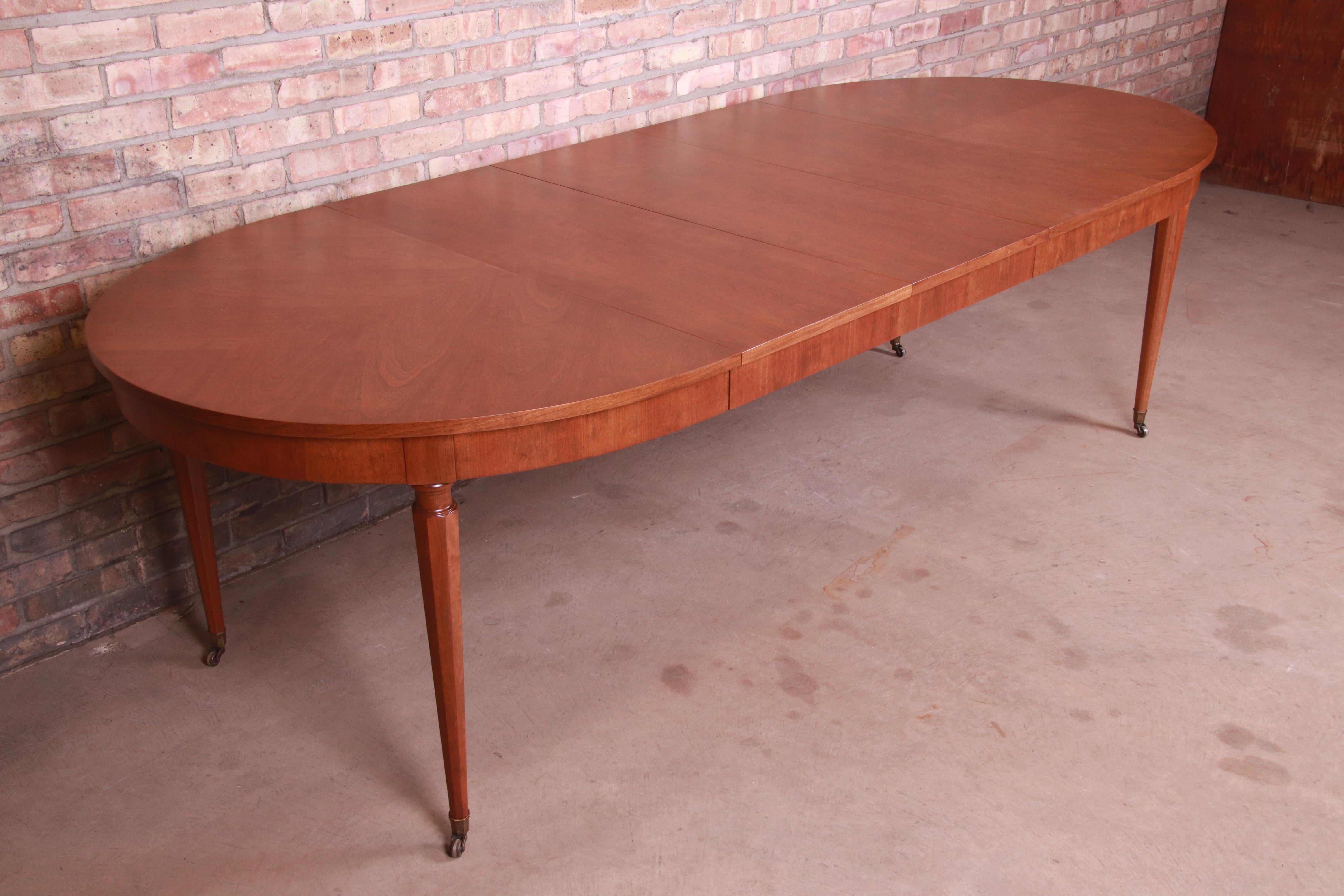 Mid-20th Century Kindel Furniture French Regency Walnut Extension Dining Table, Newly Refinished