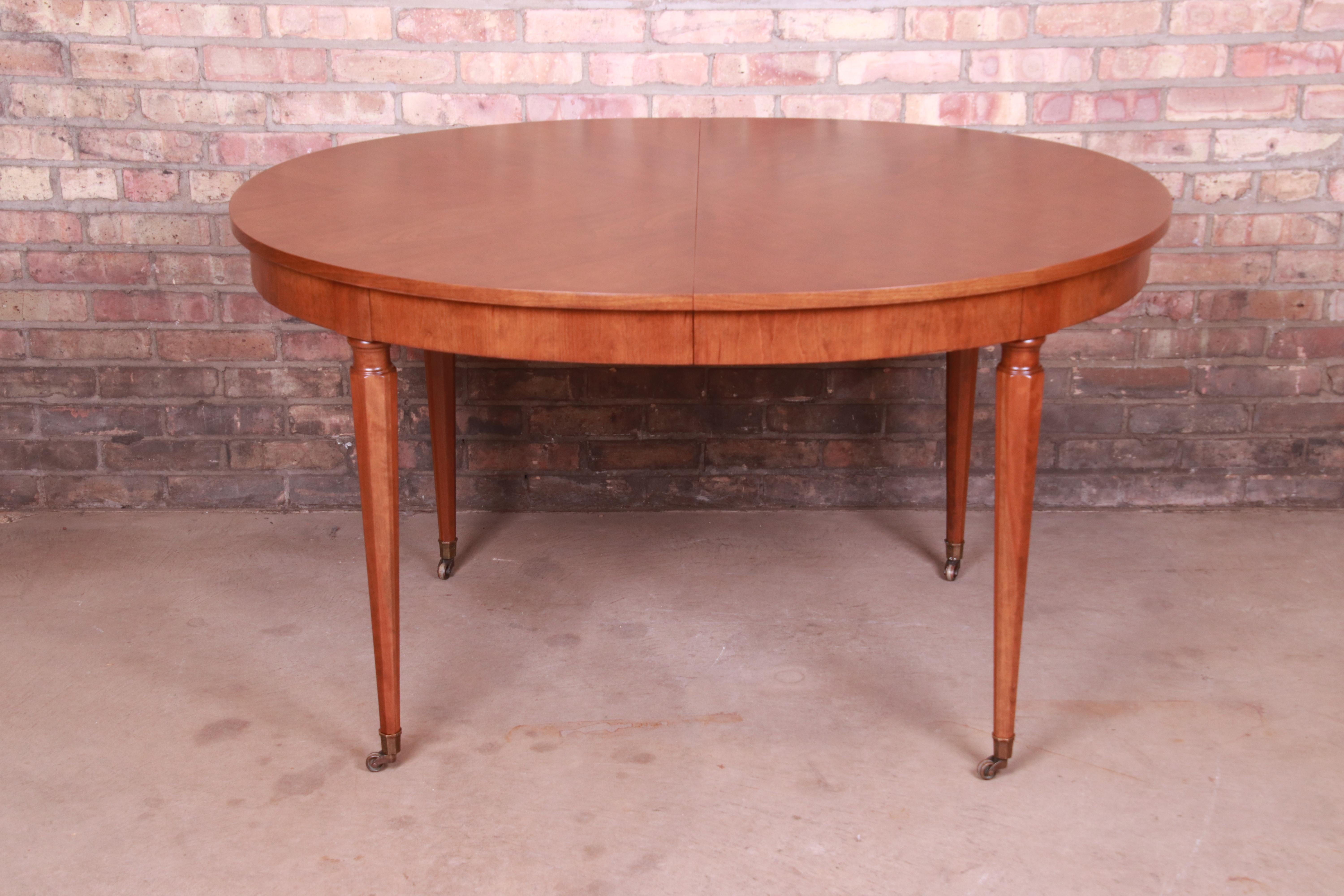 Kindel Furniture French Regency Walnut Extension Dining Table, Newly Refinished 3