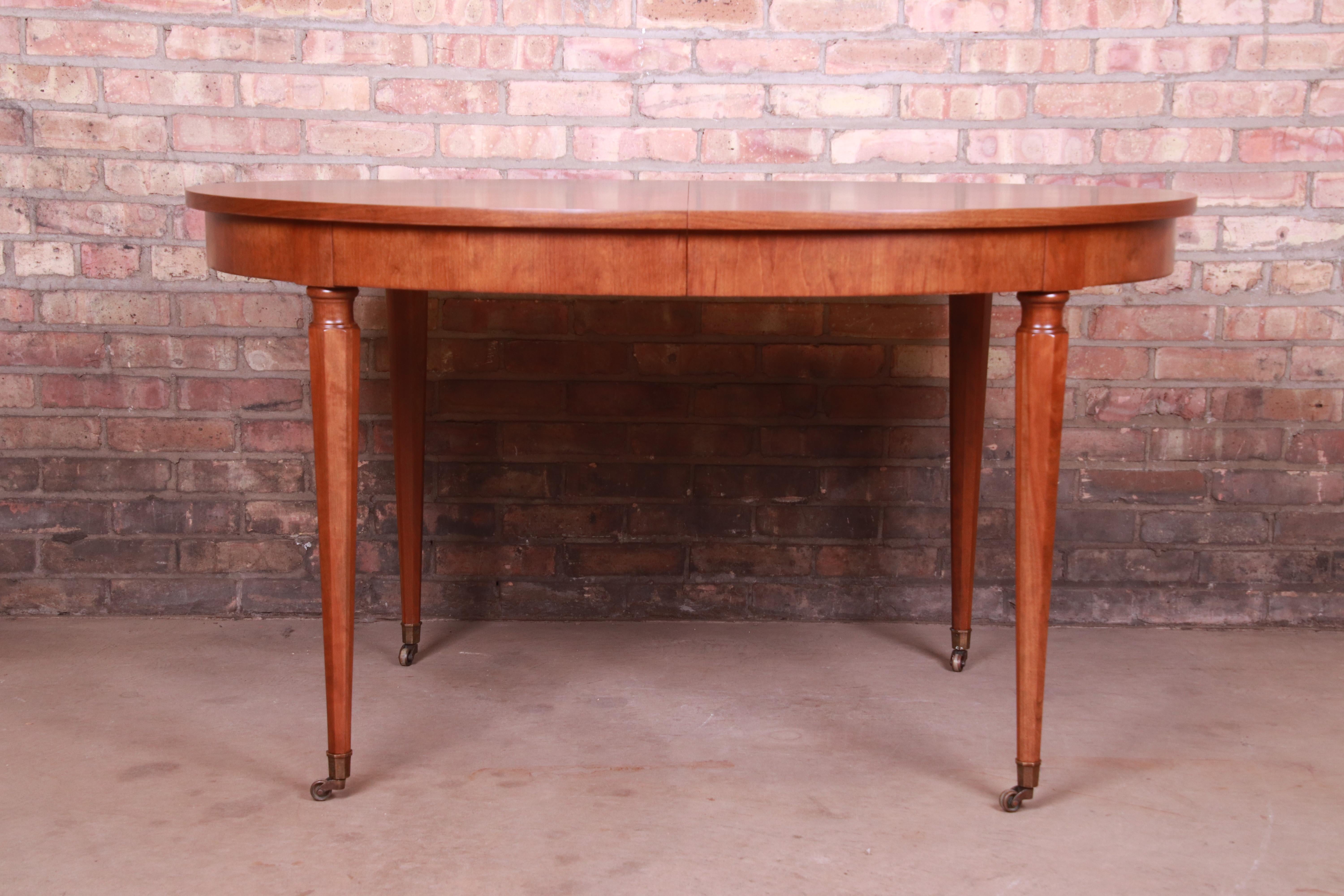 Kindel Furniture French Regency Walnut Extension Dining Table, Newly Refinished 4
