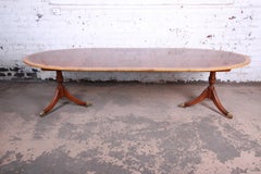 Kindel Furniture Georgian Banded Mahogany Double Pedestal Extension Dining Table