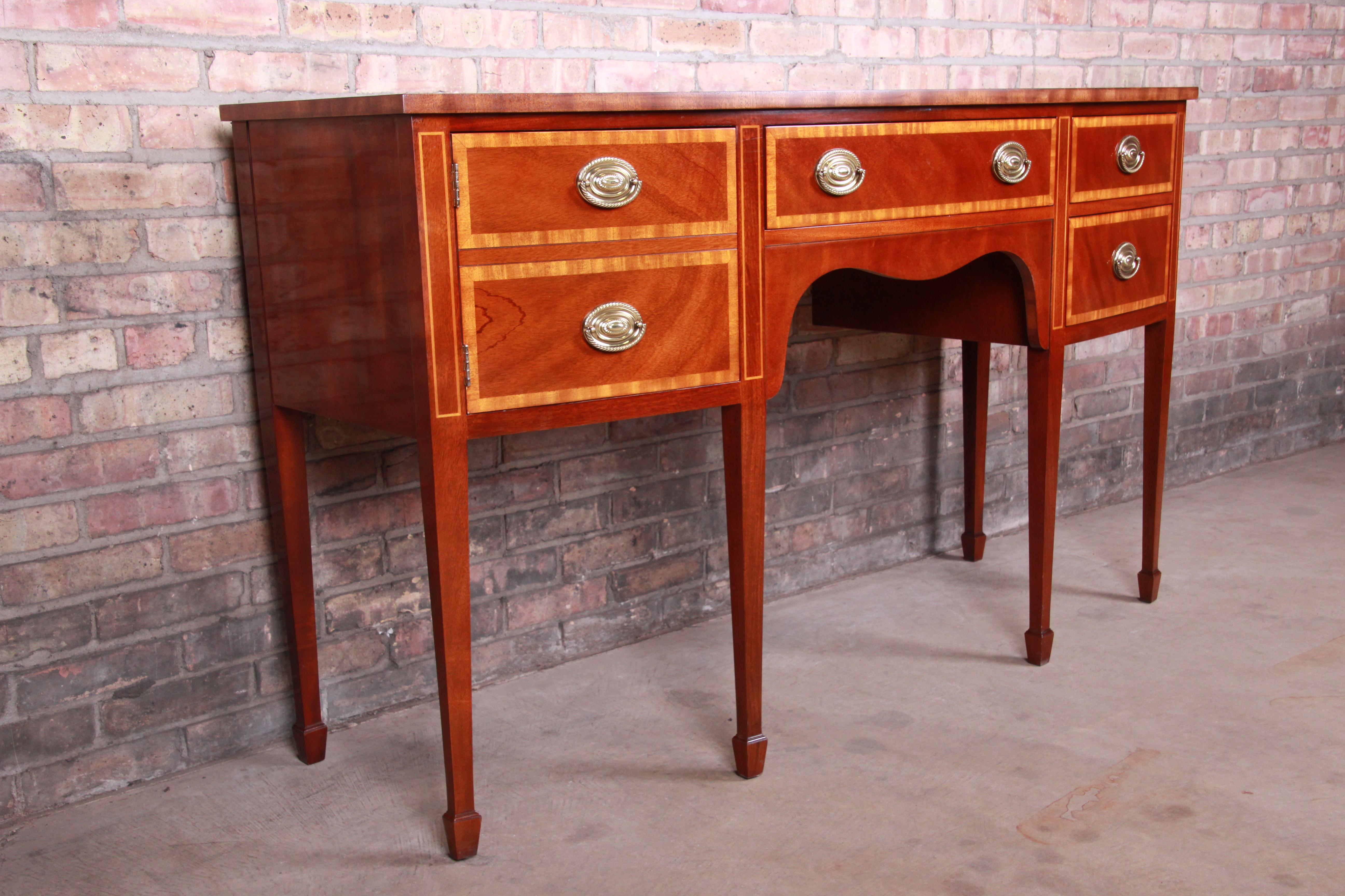 20th Century Kindel Furniture Georgian Bow Front Banded Mahogany Sideboard Credenza