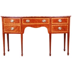 Kindel Möbel Georgian Bow Front Banded Mahagoni Sideboard Credenza