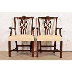 Kindel Furniture Georgian Carved Mahogany Armchairs, Pair