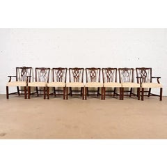 Kindel Furniture Georgian Carved Mahogany Dining Chairs, Set of Eight