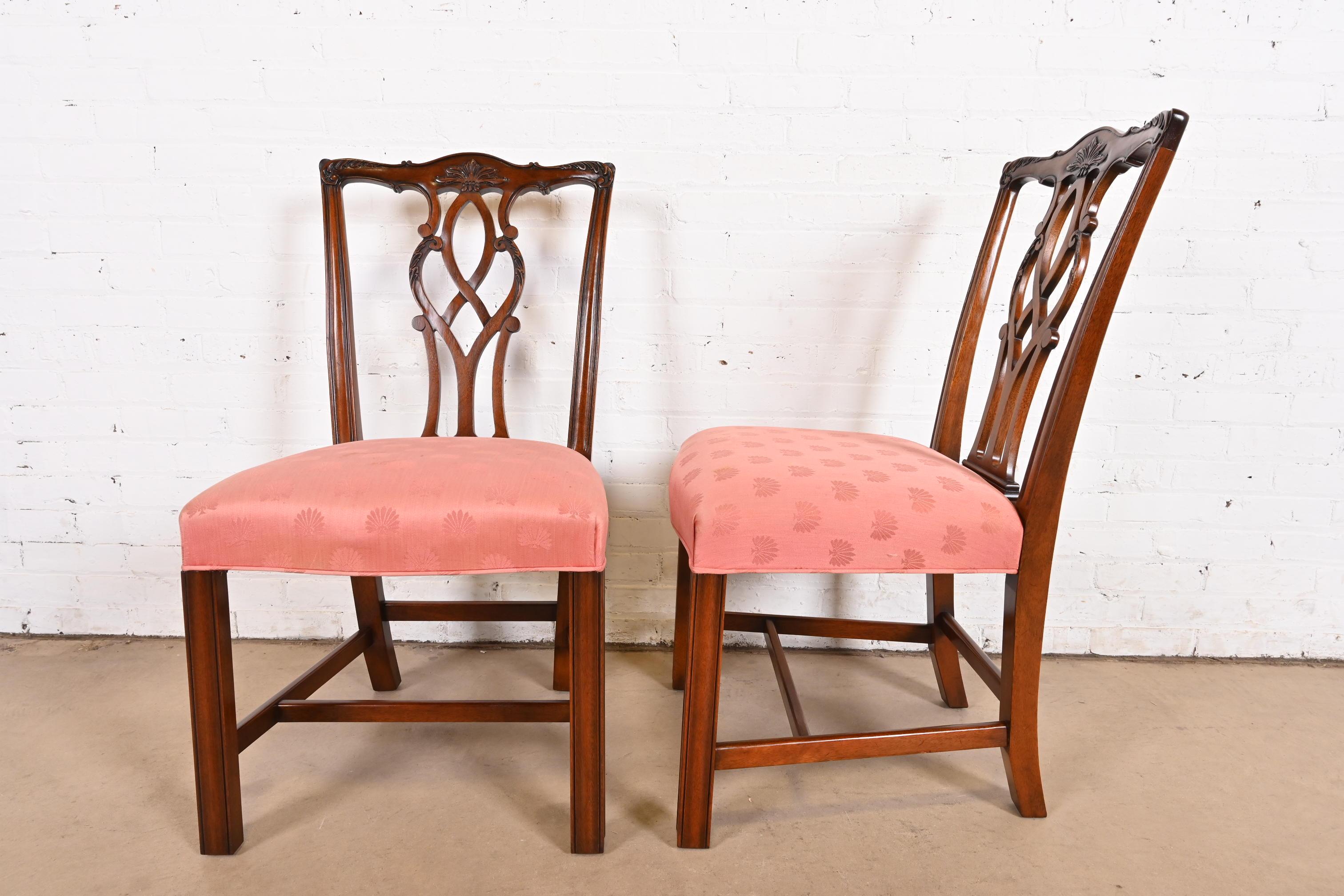 Kindel Furniture Georgian Carved Mahogany Dining Chairs, Set of Eight For Sale 3