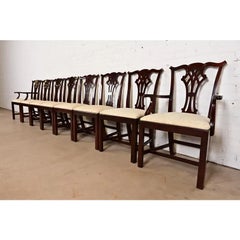 Kindel Furniture Georgian Carved Mahogany Dining Chairs, Set of Eight