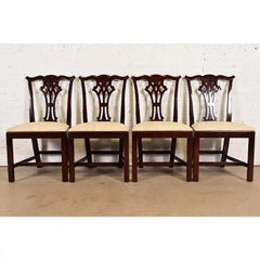 Kindel Furniture Georgian Carved Mahogany Dining Chairs, Set of Four