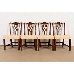 Kindel Furniture Georgian Carved Mahogany Dining Chairs, Set of Four