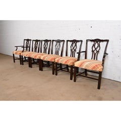 Kindel Furniture Georgian Carved Mahogany Dining Chairs, Set of Six
