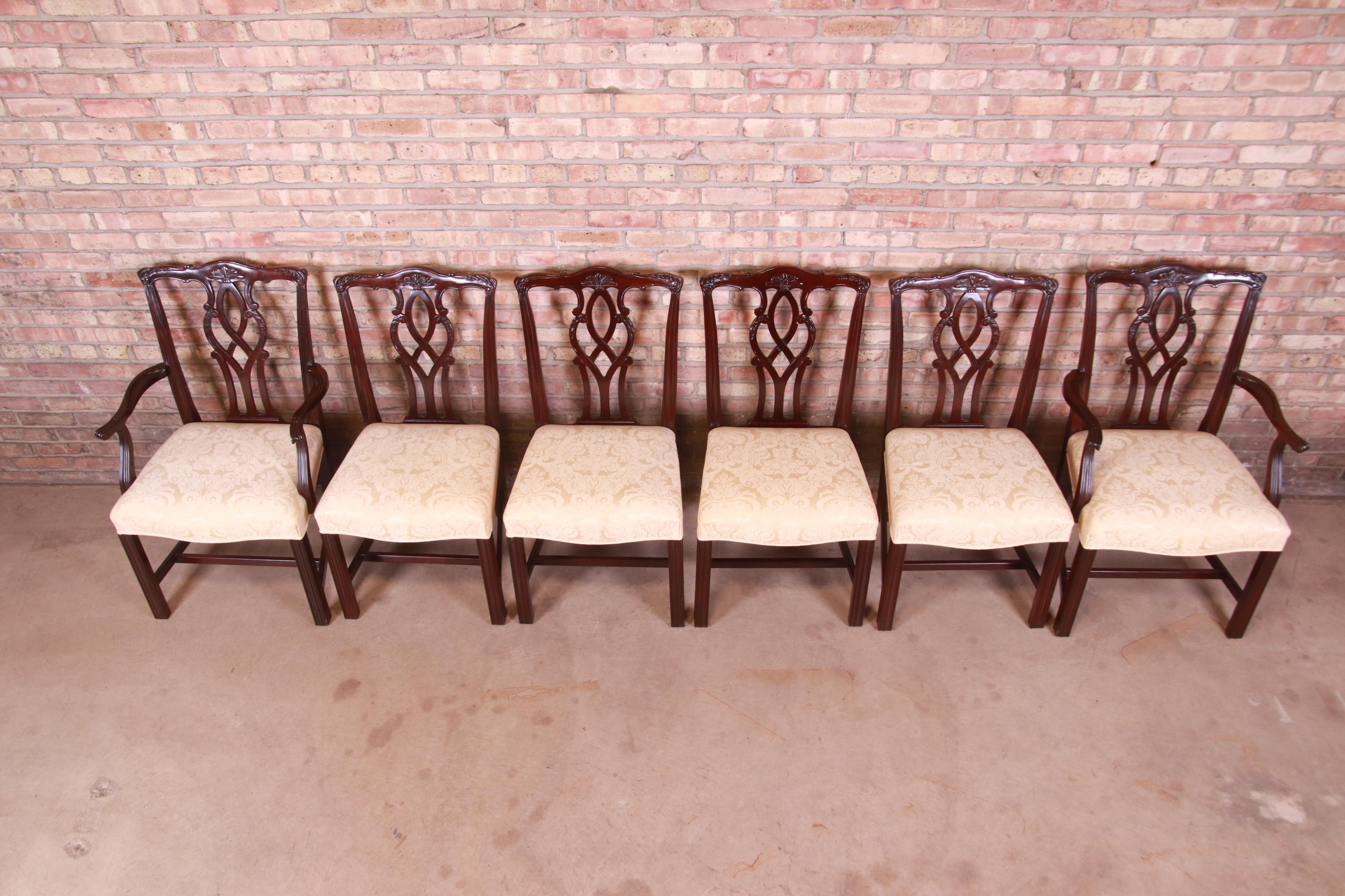 Kindel Furniture Georgian Carved Mahogany Dining Chairs, Set of Six 1