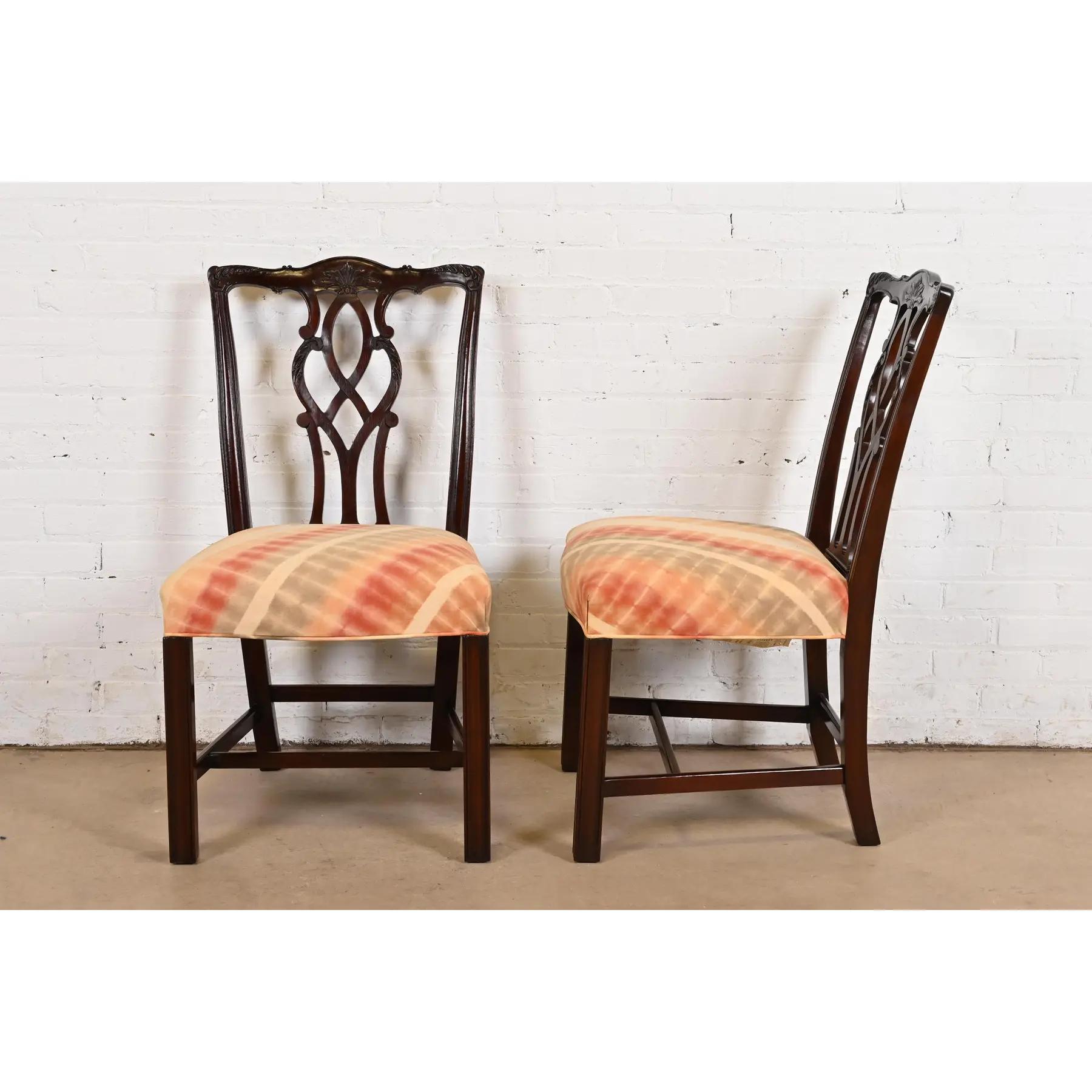 Kindel Furniture Georgian Carved Mahogany Dining Chairs, Set of Six For Sale 3