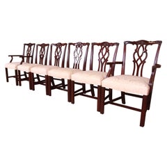 Kindel Furniture Georgian Carved Mahogany Dining Chairs, Set of Six