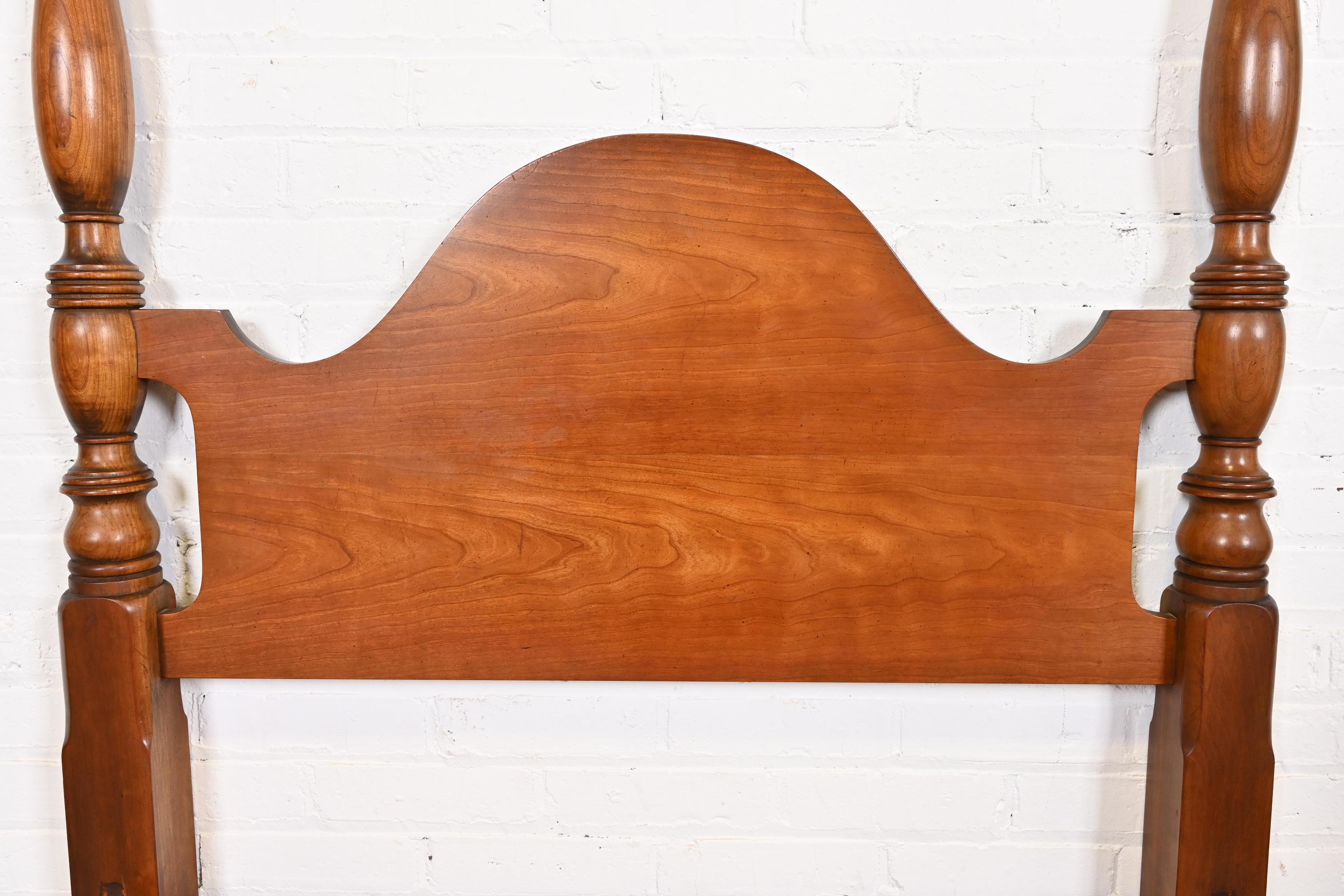 Kindel Furniture Georgian Carved Solid Cherry Wood Twin Size Poster Beds, Pair 2