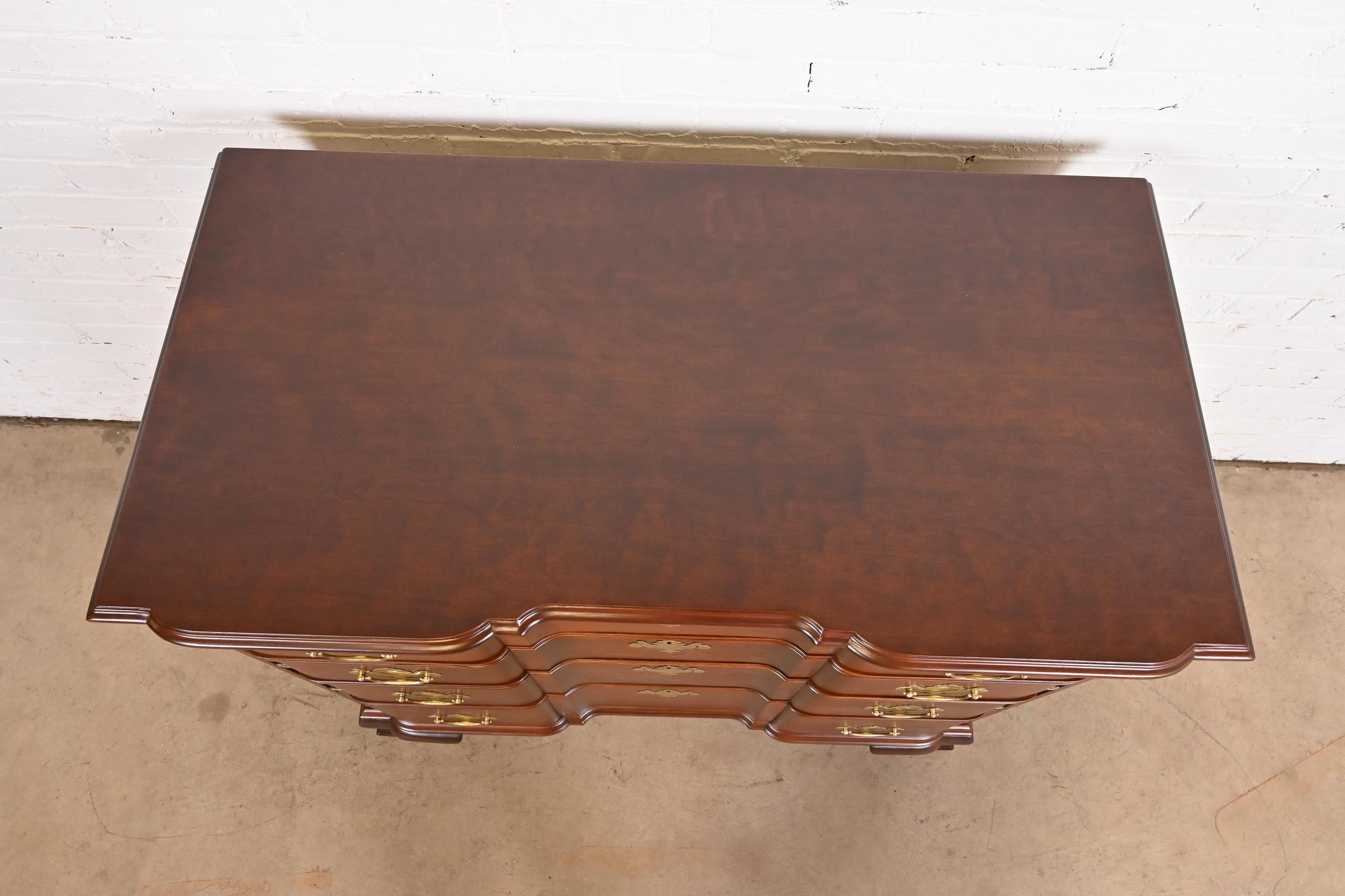Kindel Furniture Georgian Carved Solid Mahogany Block Front Chest of Drawers For Sale 4