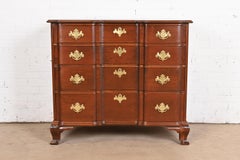 Kindel Furniture Georgian Carved Solid Mahogany Block Front Chest of Drawers