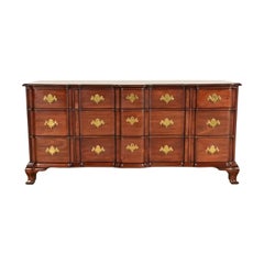 Kindel Furniture Georgian Carved Solid Mahogany Block Front Triple Dresser