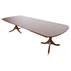 Kindel Furniture Georgian Flame Mahogany Double Pedestal Extension Dining Table
