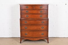 Kindel Furniture Georgian Mahogany Bow Front Highboy Dresser, circa 1960s
