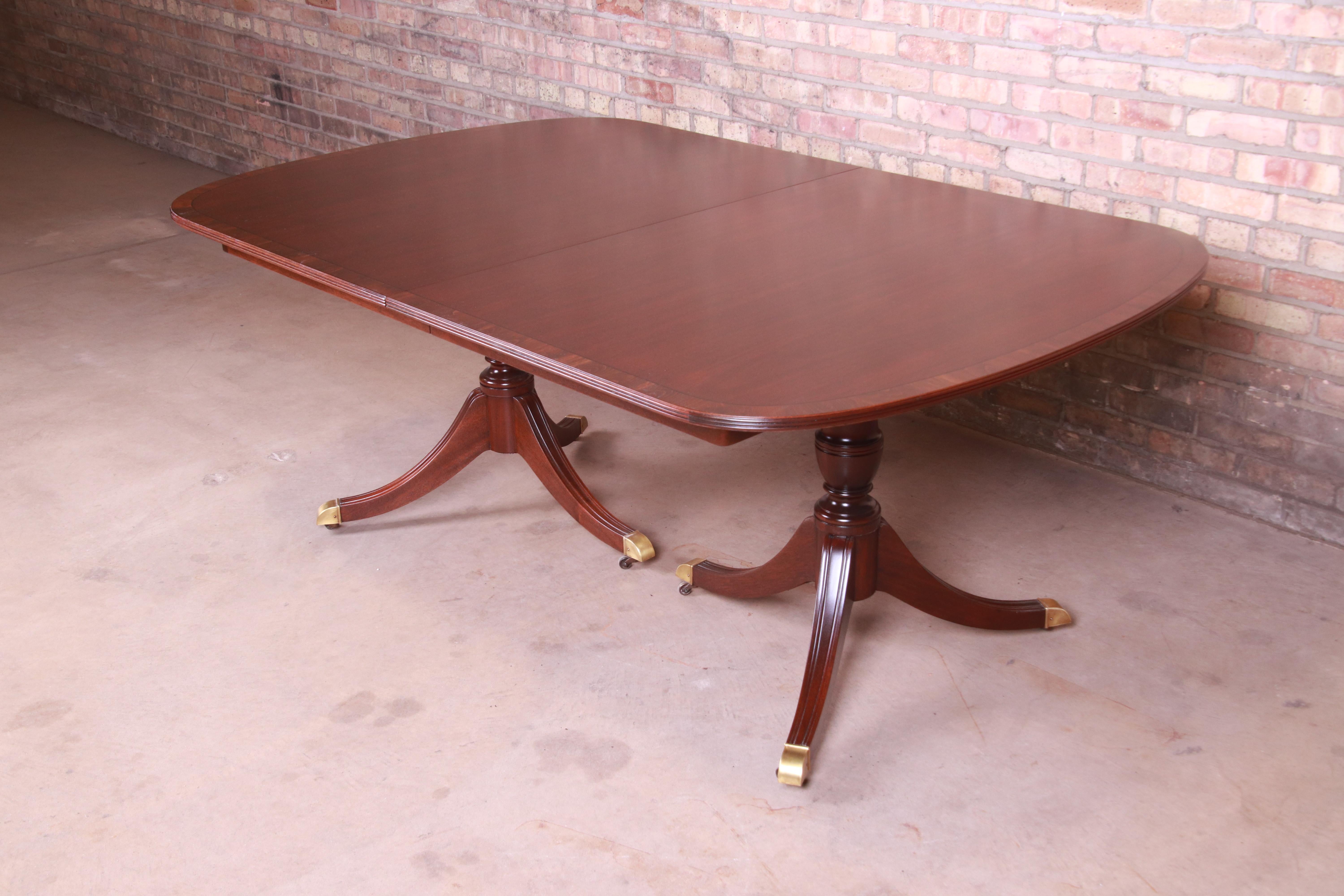 Kindel Furniture Georgian Mahogany Double Pedestal Dining Table, Refinished 4