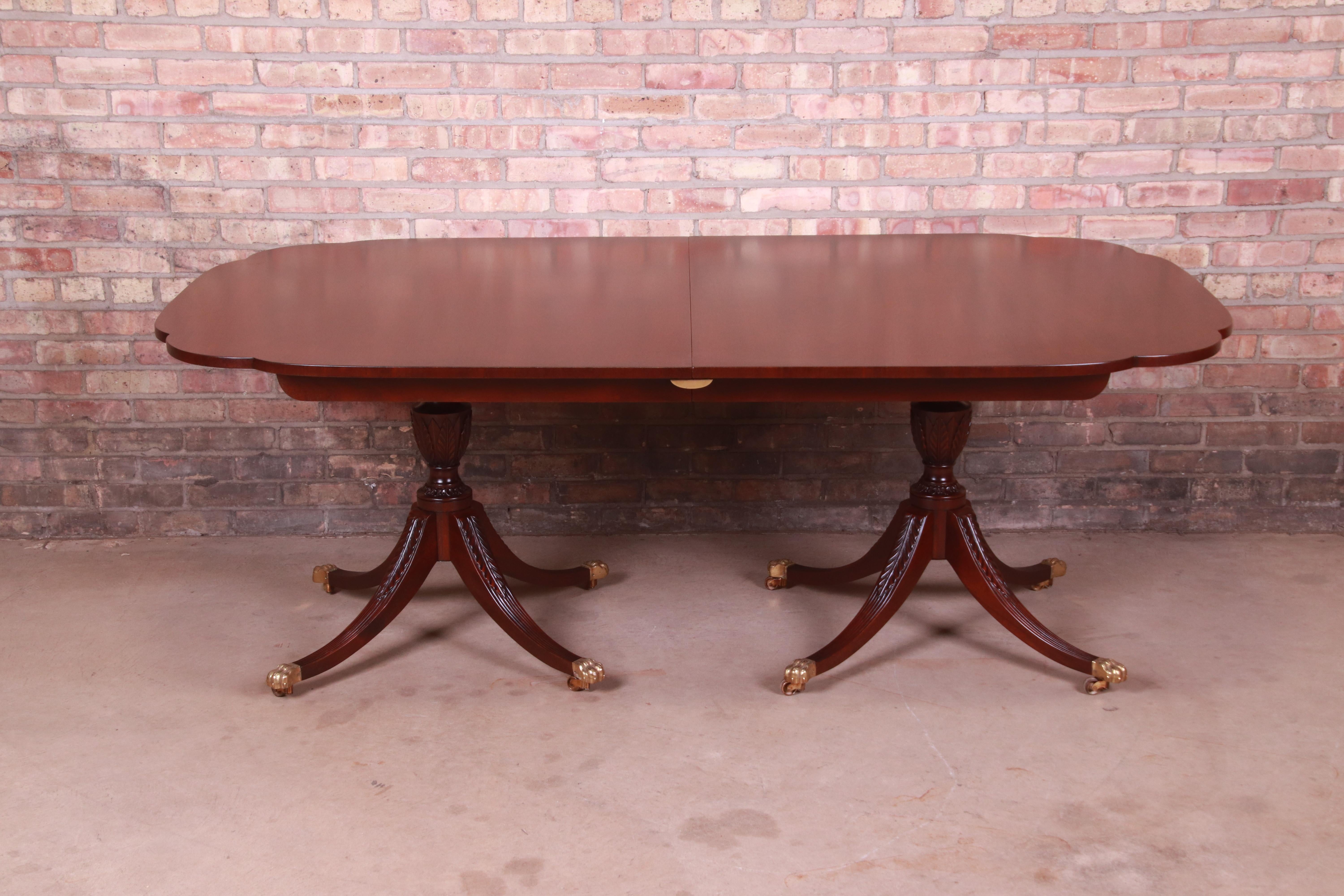 Kindel Furniture Georgian Mahogany Double Pedestal Dining Table, Refinished 4