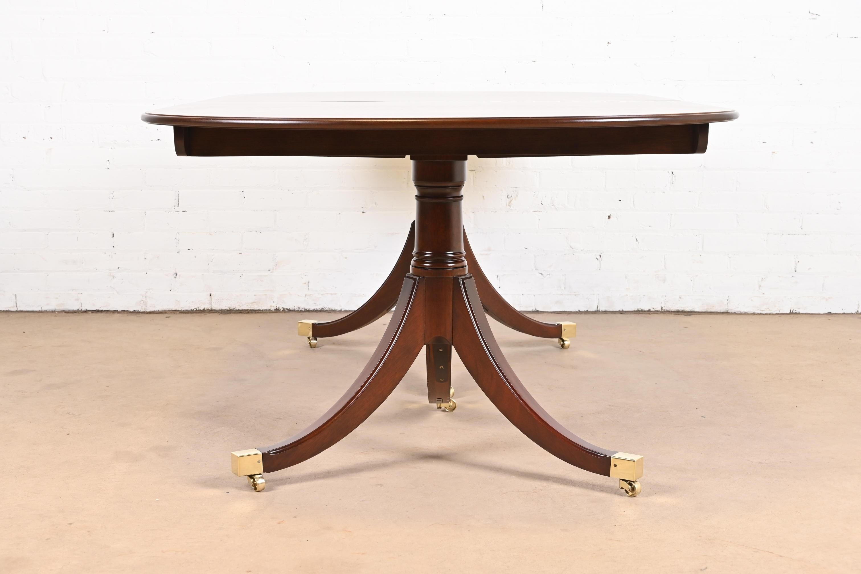 Kindel Furniture Georgian Mahogany Double Pedestal Dining Table, Refinished 4
