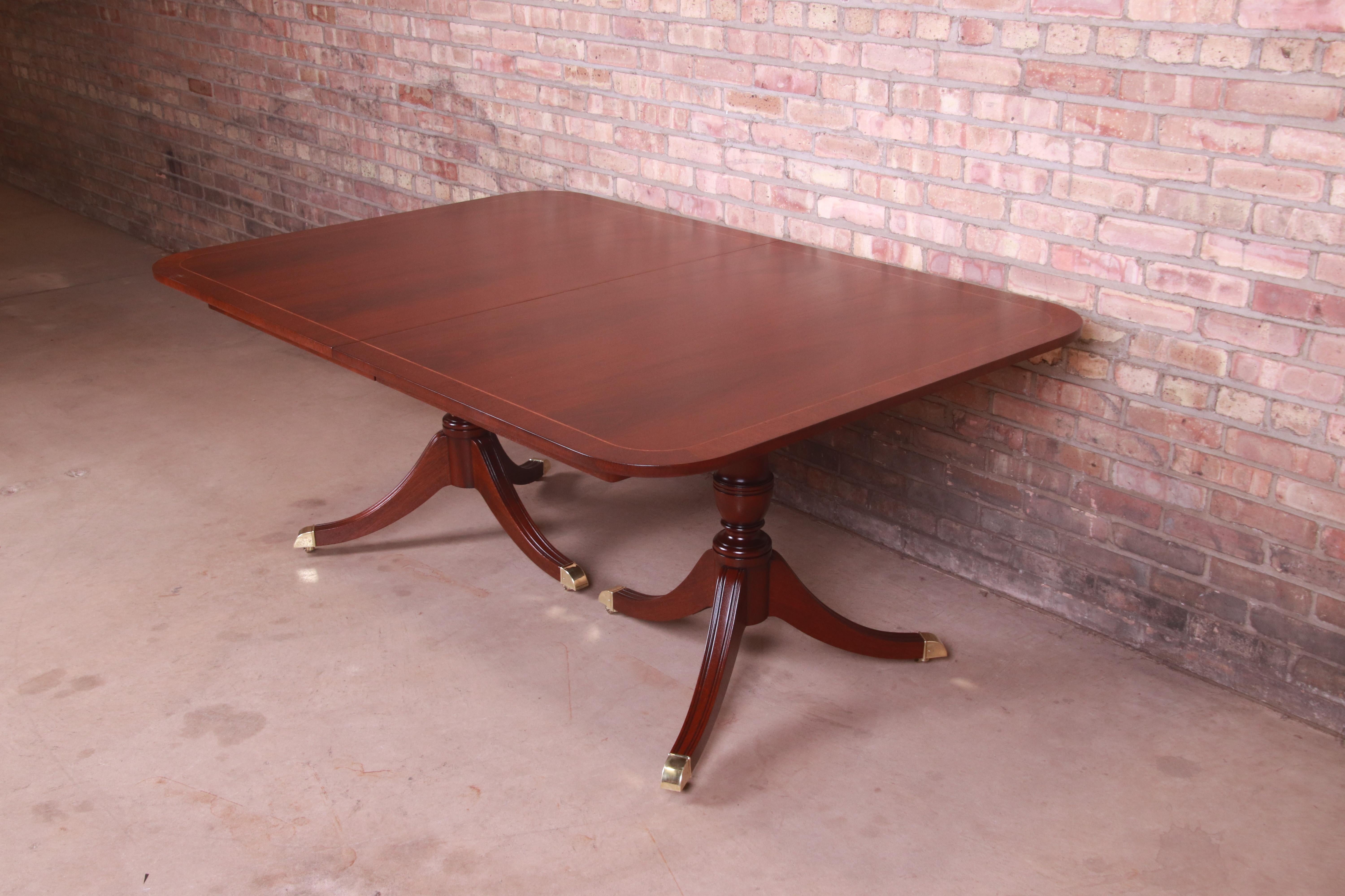Kindel Furniture Georgian Mahogany Double Pedestal Dining Table, Refinished For Sale 5