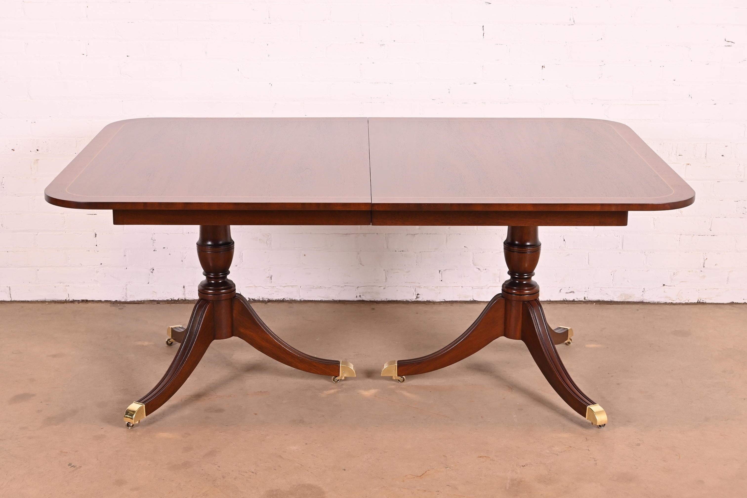 Kindel Furniture Georgian Mahogany Double Pedestal Dining Table, Refinished For Sale 6