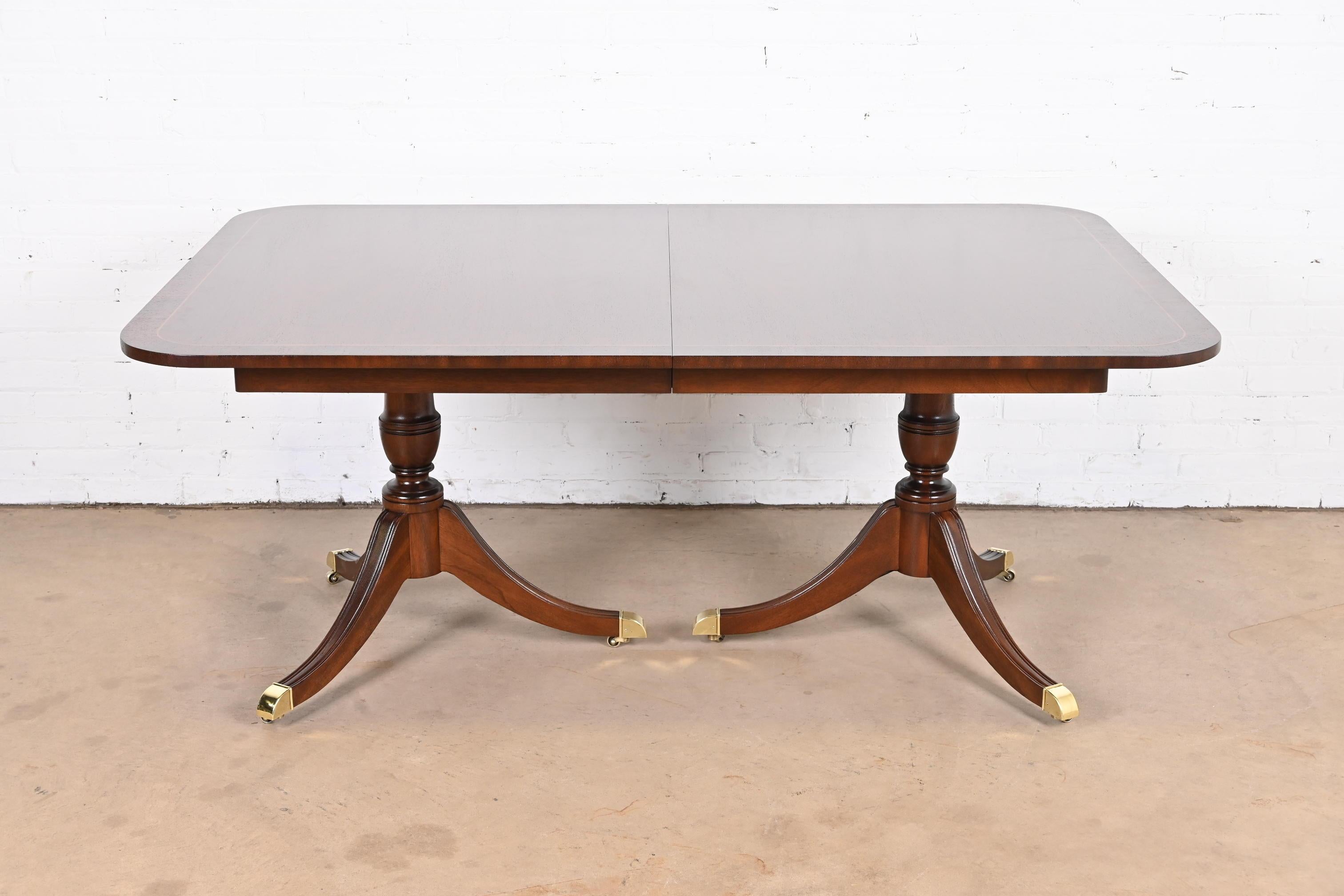 Kindel Furniture Georgian Mahogany Double Pedestal Dining Table, Refinished For Sale 6