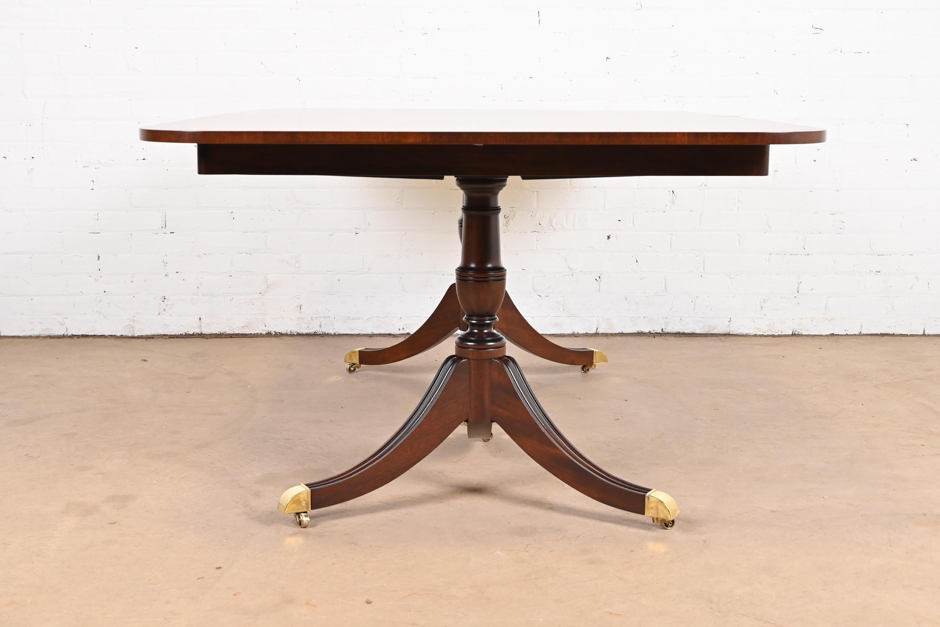 Kindel Furniture Georgian Mahogany Double Pedestal Dining Table, Refinished For Sale 8