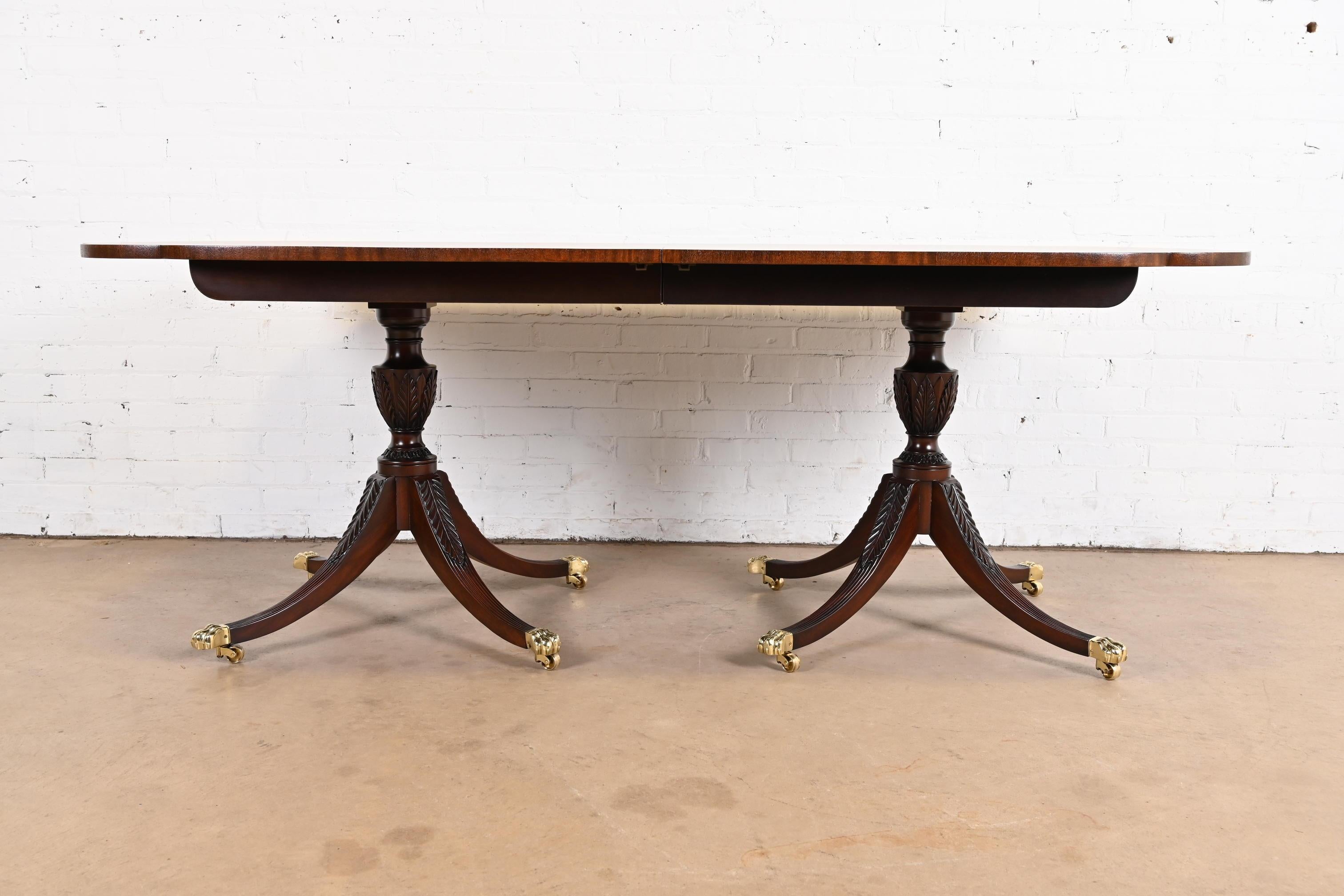 Kindel Furniture Georgian Mahogany Double Pedestal Dining Table, Refinished For Sale 8
