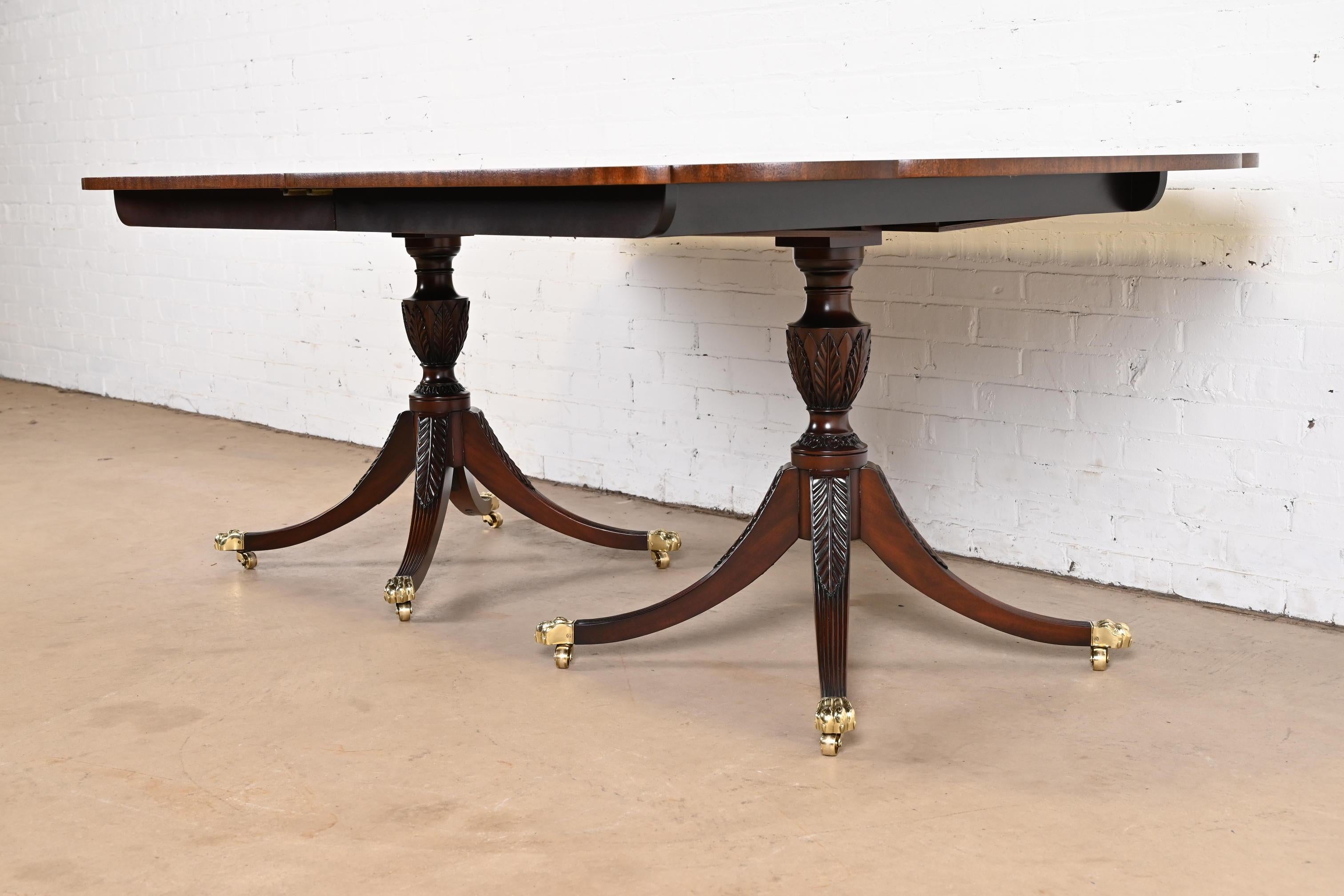 Kindel Furniture Georgian Mahogany Double Pedestal Dining Table, Refinished For Sale 10