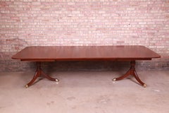 Kindel Furniture Georgian Mahogany Double Pedestal Dining Table, Refinished