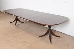 Kindel Furniture Georgian Mahogany Double Pedestal Dining Table, Refinished