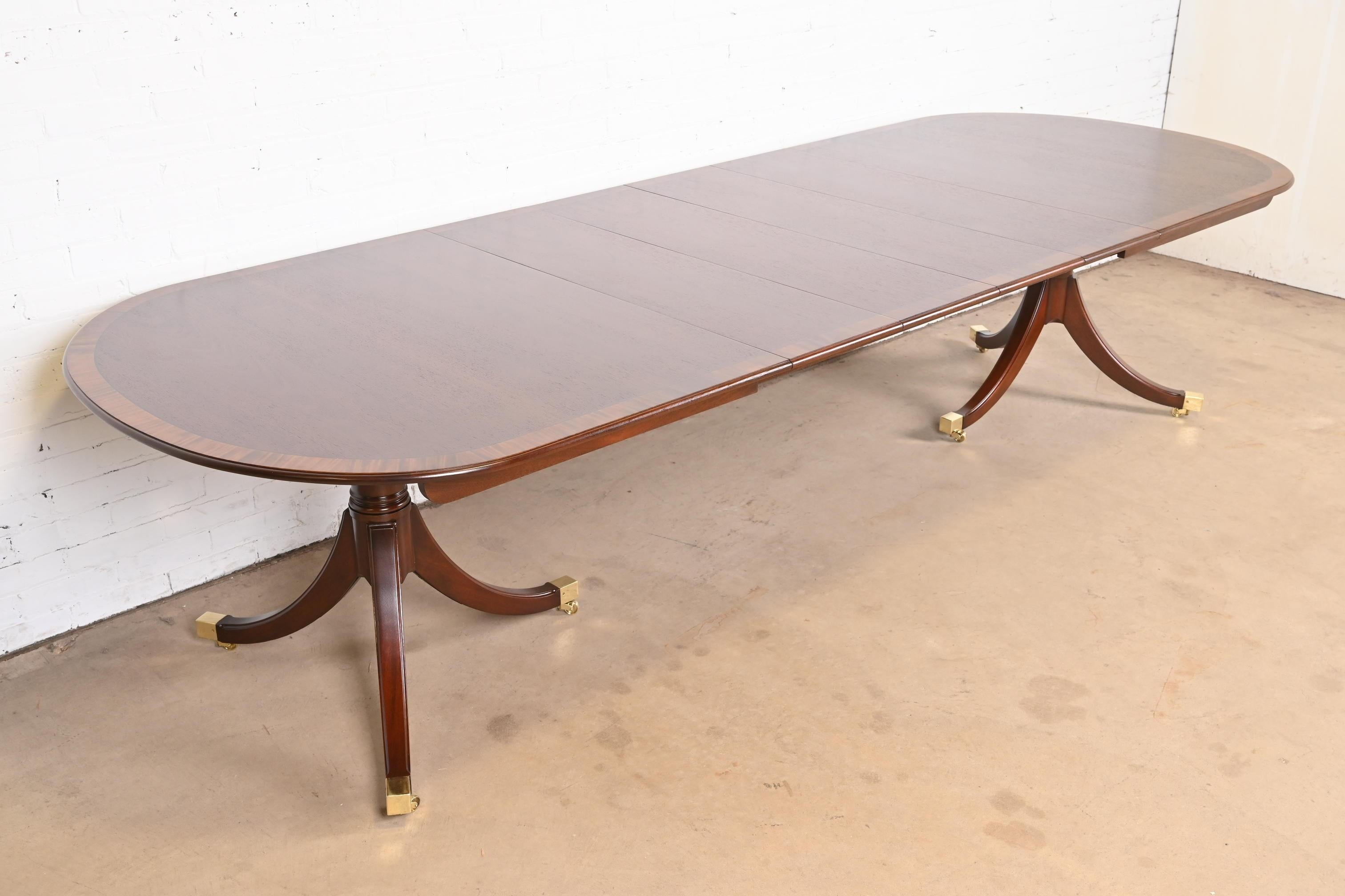 American Kindel Furniture Georgian Mahogany Double Pedestal Dining Table, Refinished