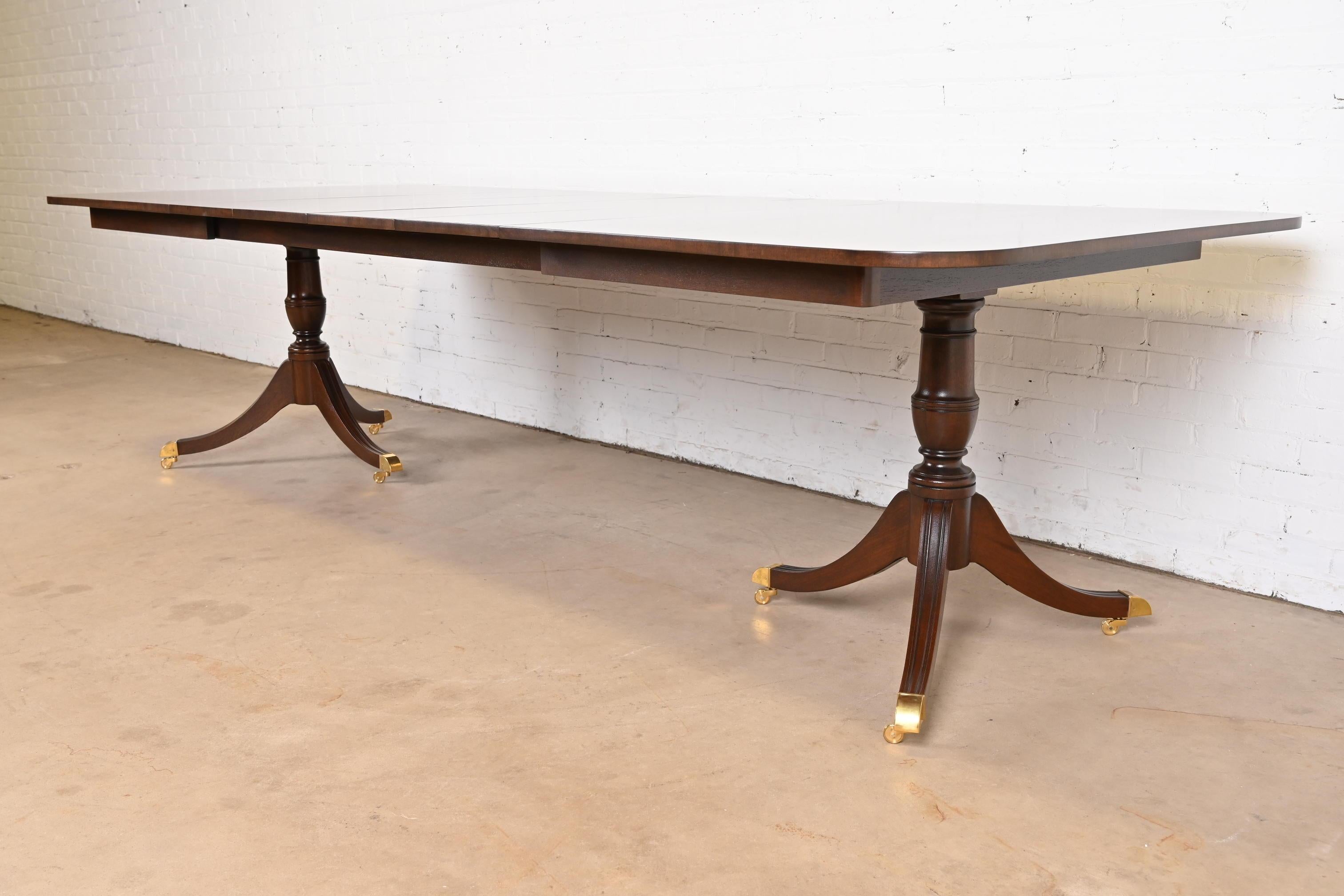 Late 20th Century Kindel Furniture Georgian Mahogany Double Pedestal Dining Table, Refinished
