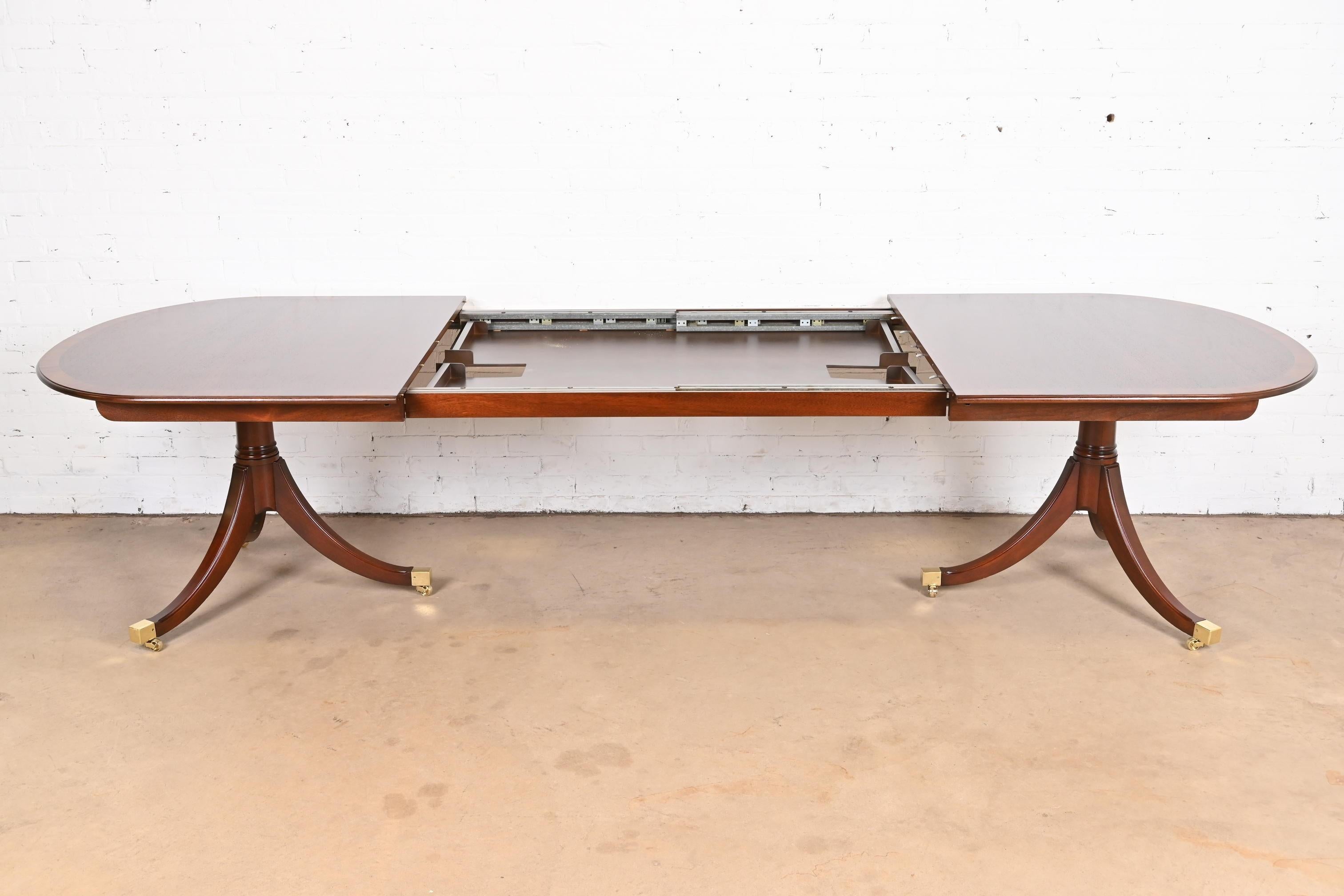 Kindel Furniture Georgian Mahogany Double Pedestal Dining Table, Refinished 1