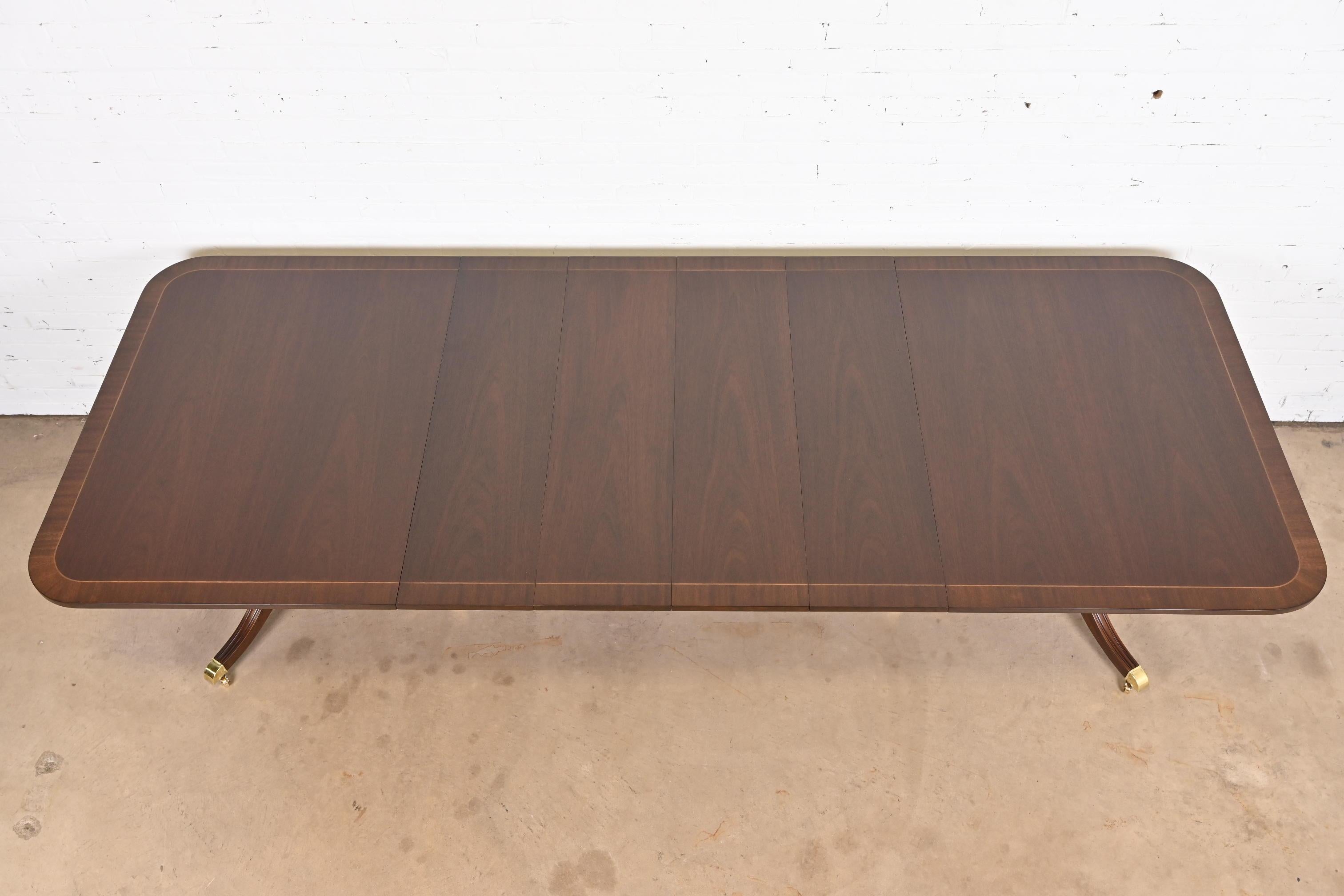 Kindel Furniture Georgian Mahogany Double Pedestal Dining Table, Refinished 2