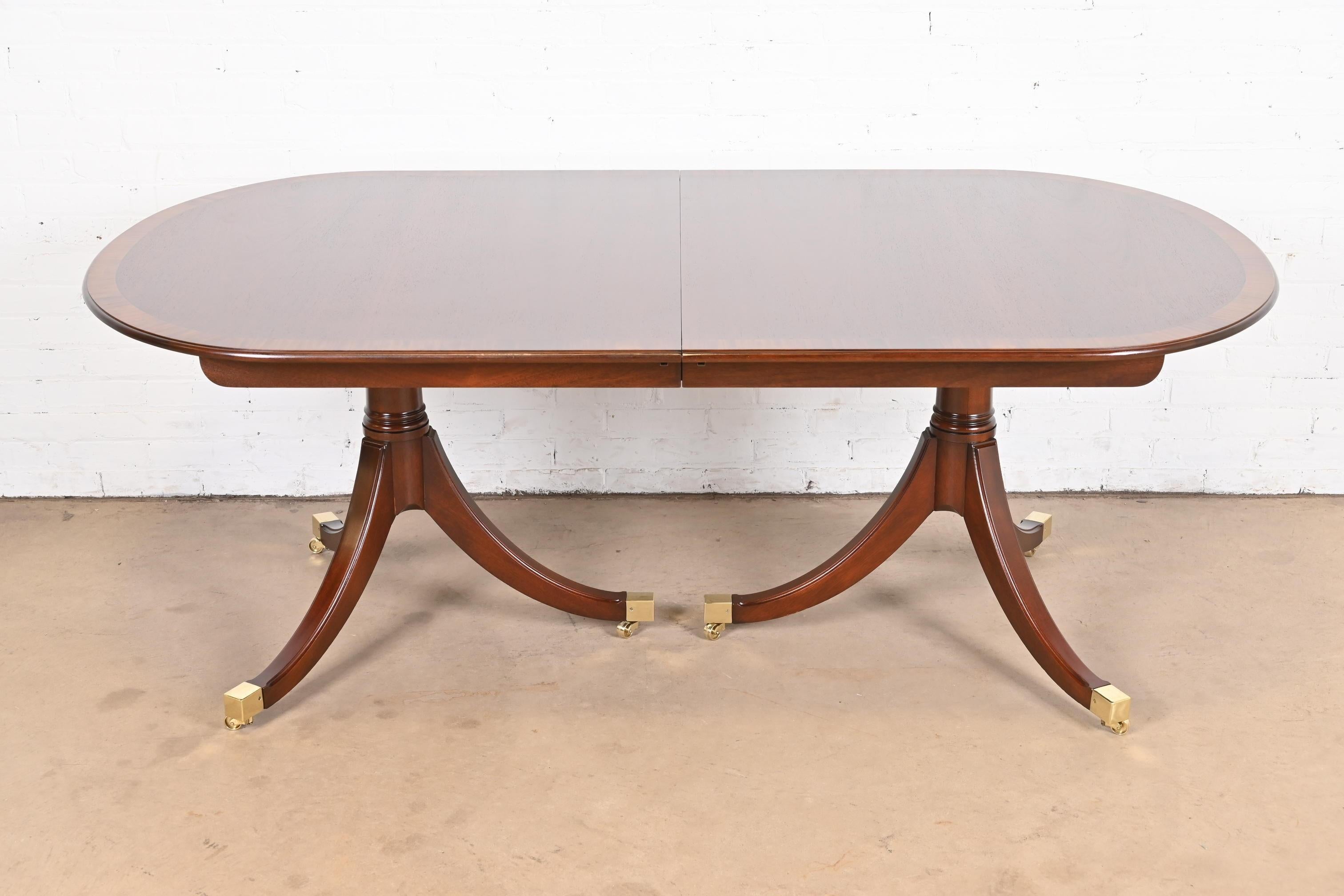 Kindel Furniture Georgian Mahogany Double Pedestal Dining Table, Refinished 2
