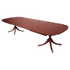 Kindel Furniture Georgian Mahogany Double Pedestal Dining Table, Refinished
