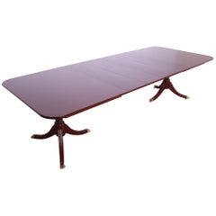 Kindel Furniture Georgian Mahogany Double Pedestal Dining Table, Refinished