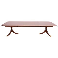 Kindel Furniture Georgian Mahogany Double Pedestal Dining Table, Refinished