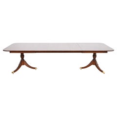 Kindel Furniture Georgian Mahogany Double Pedestal Dining Table, Refinished